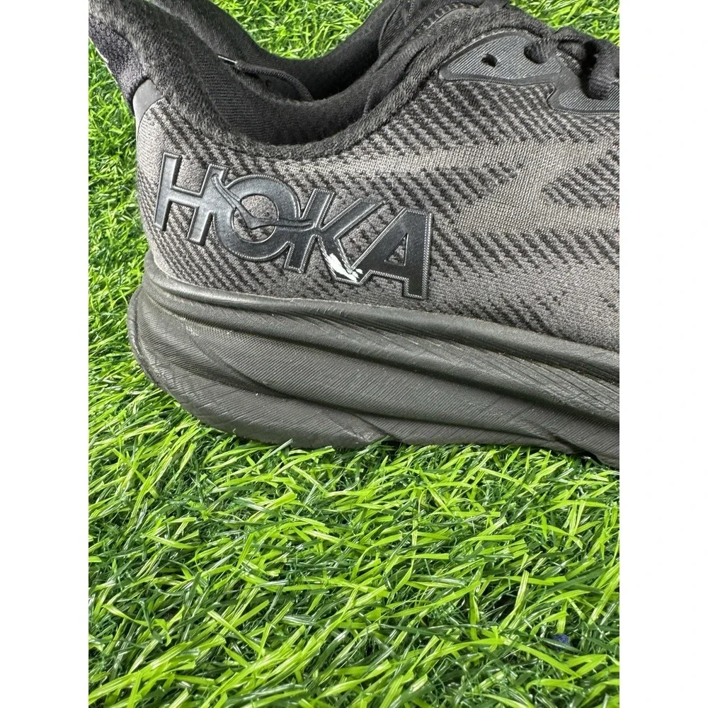 Hoka Clifton 9 Mens Running Shoes Triple Black Sneakers 1127895-BBLC Size 12.5 D
